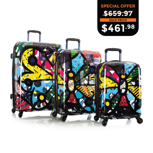 Britto - Butterfly Transparent 3 Piece Luggage Set