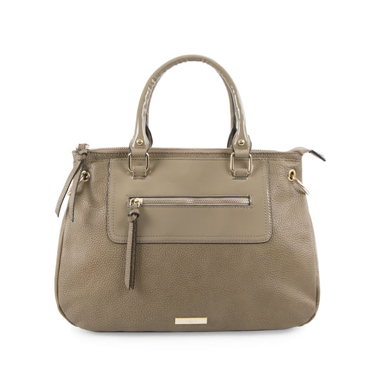 Bliss Satchel with Front Zip - Taupe