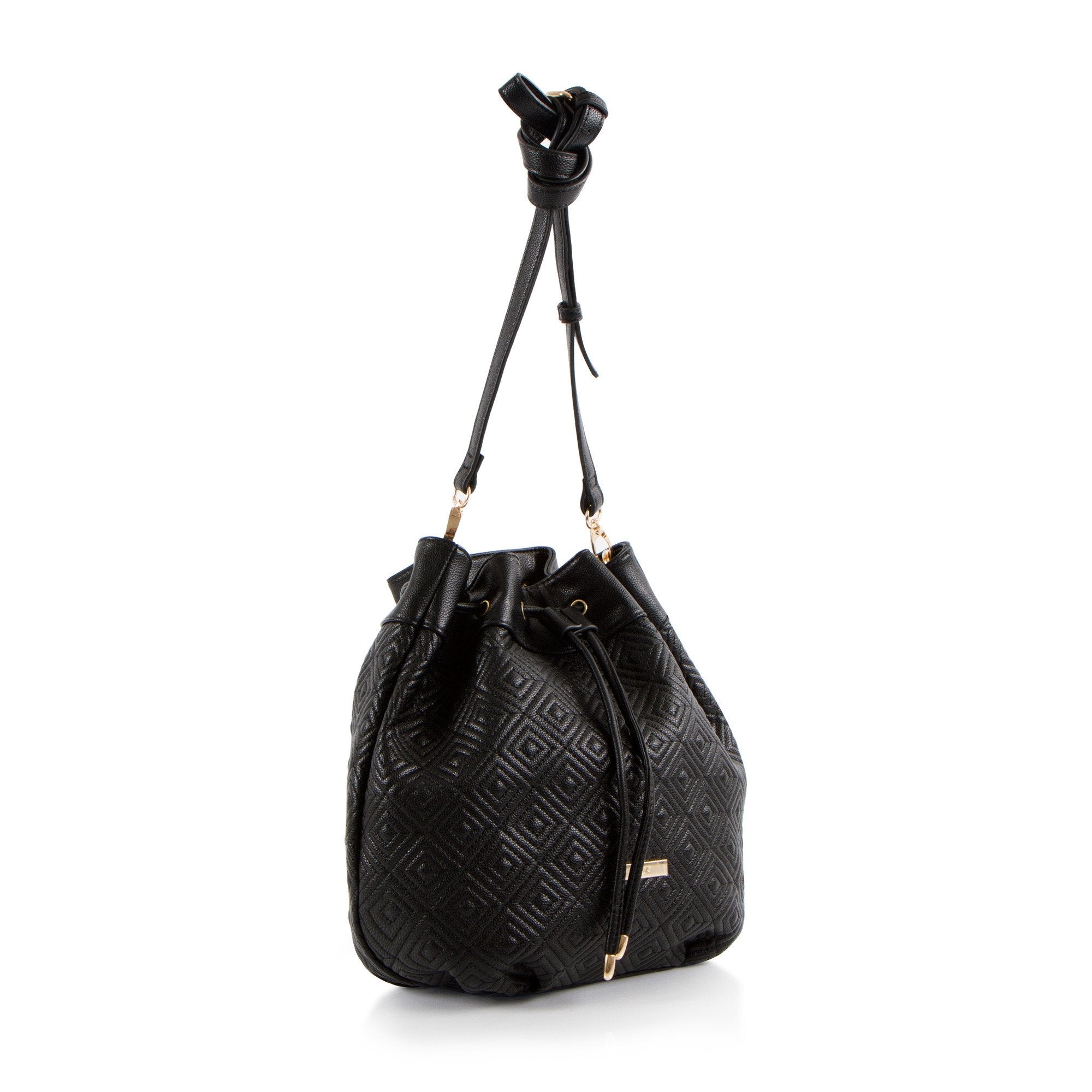 La Mode Square Quilted Drawstring - Black