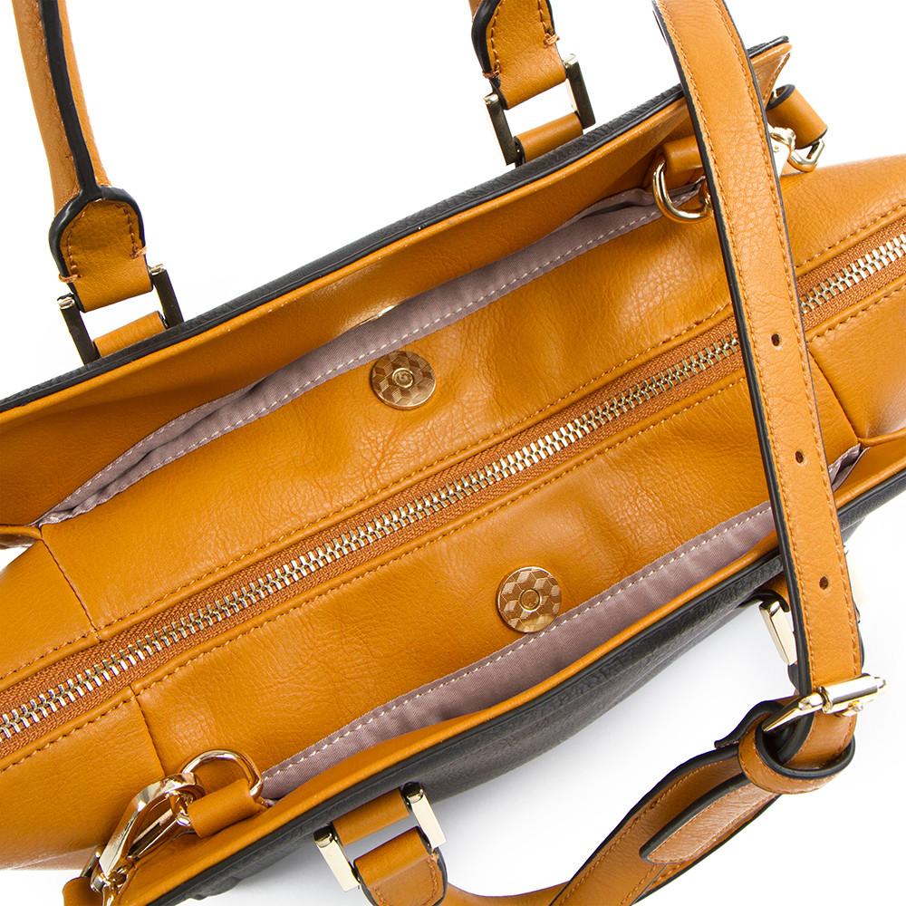 La Mode Winged Satchel - Cognac/Black
