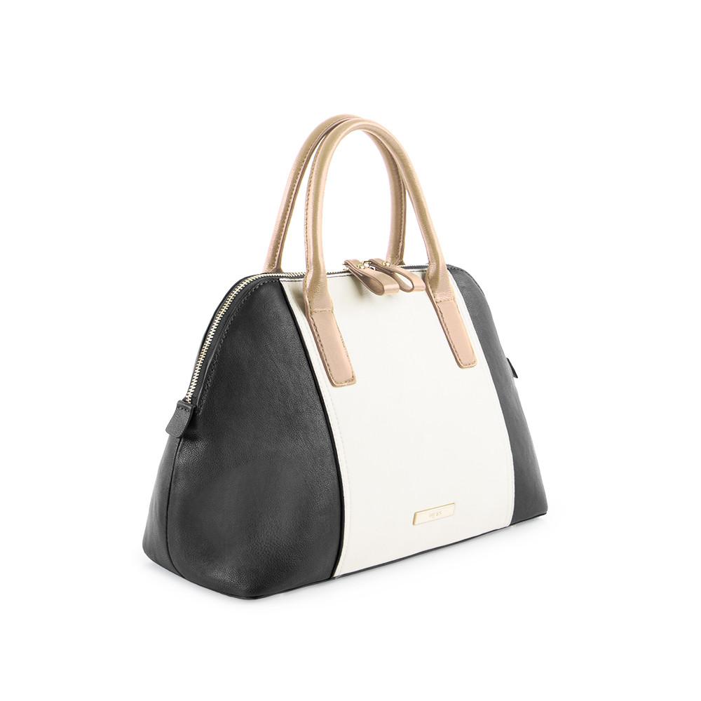 True Blue Colour Block Satchel - Black/Bone