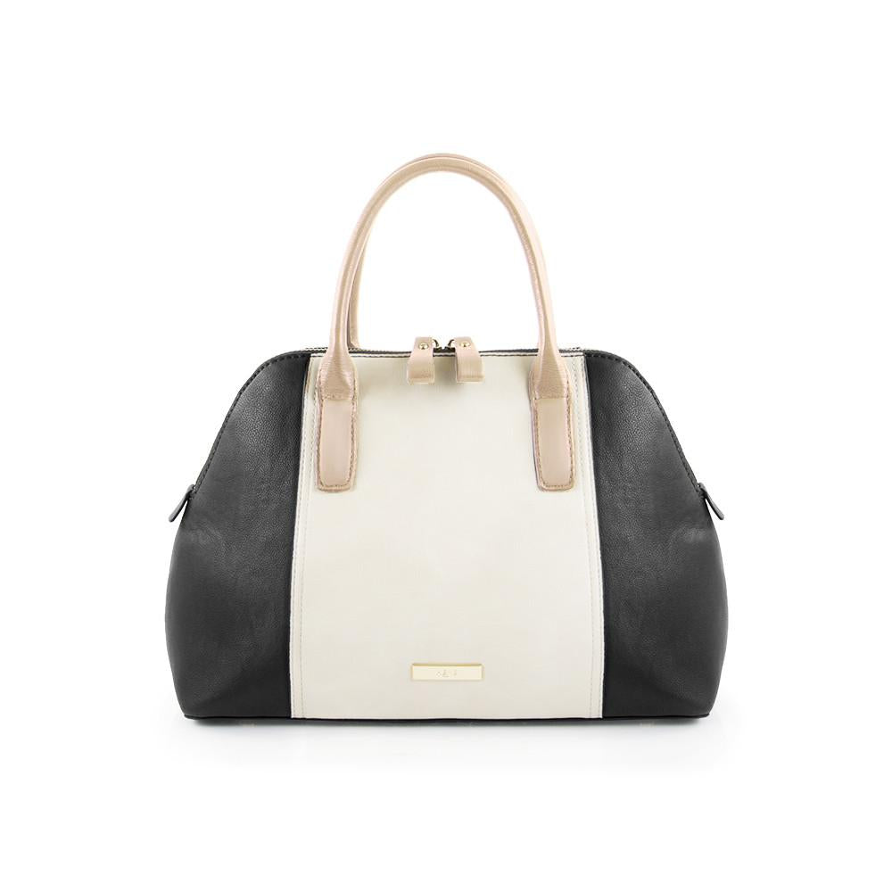 True Blue Colour Block Satchel - Black/Bone