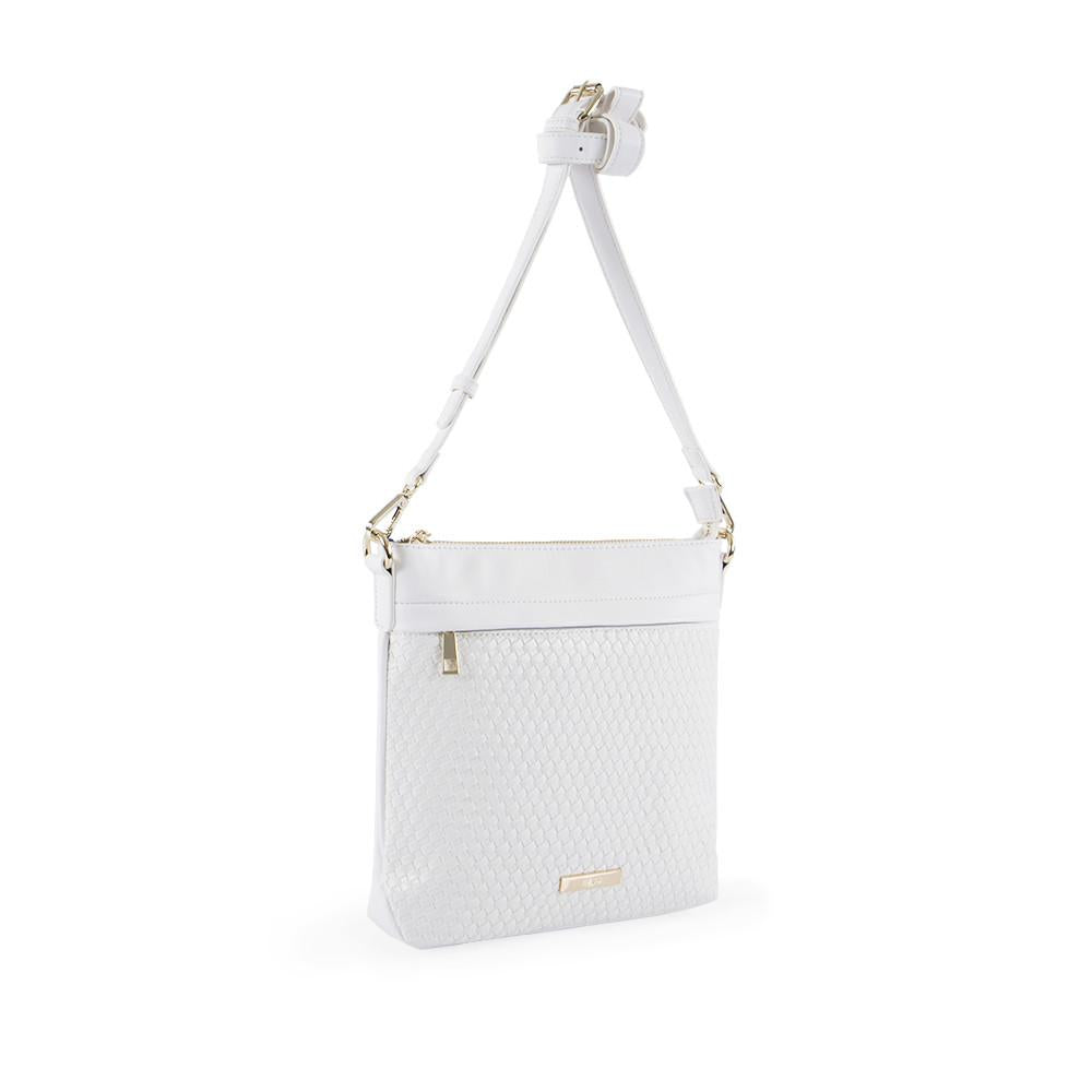 True Blue Woven Crossbody - White