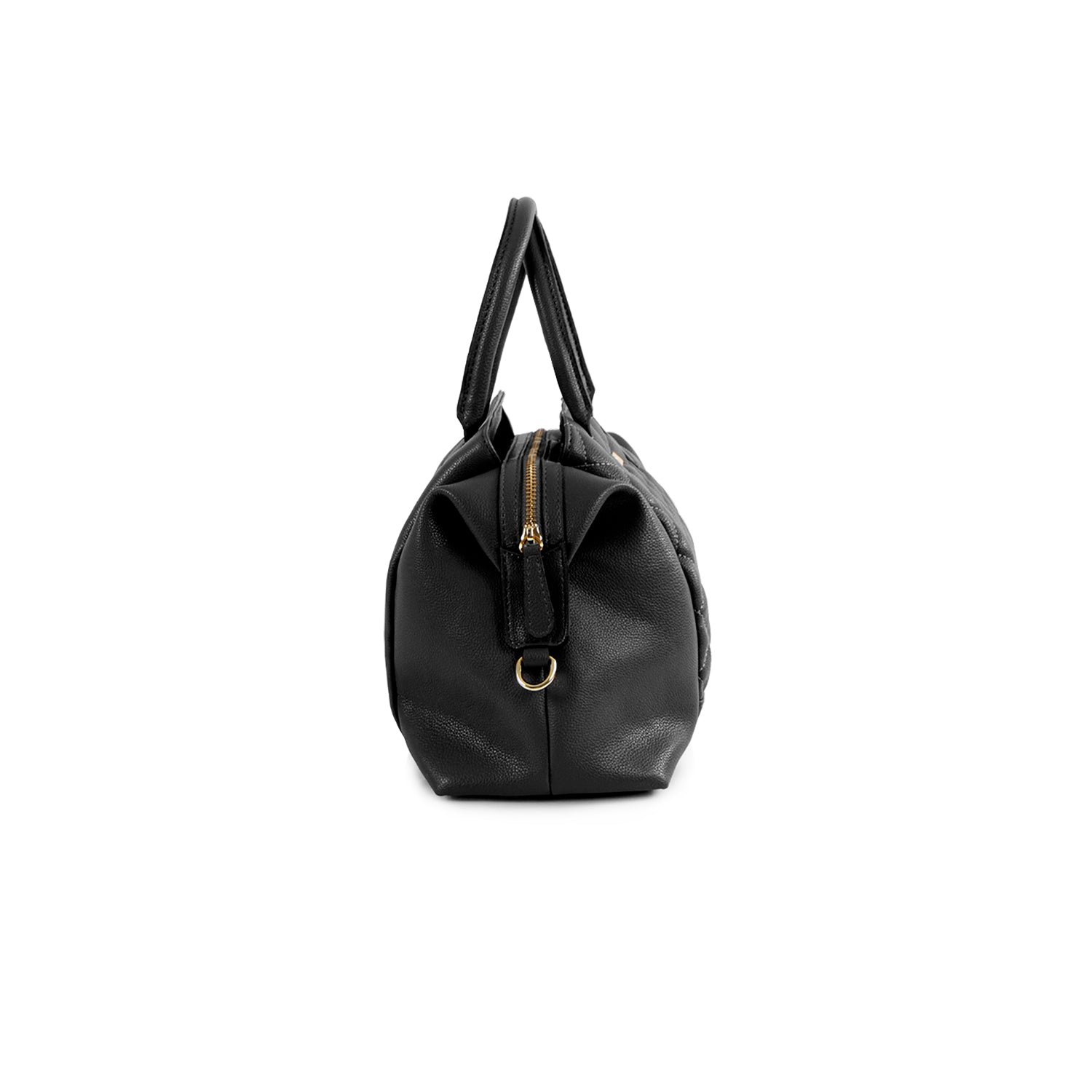 La Mode Quilted Dome Satchel - Black