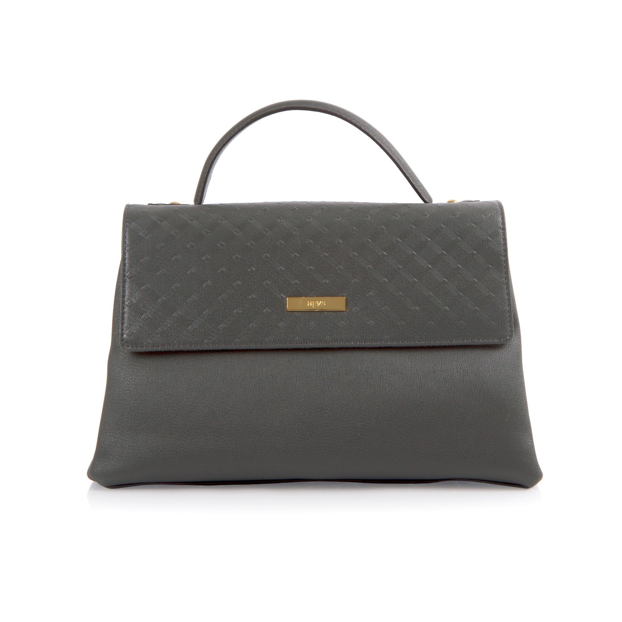 La Mode Diamond Embossed Flap Satchel - Grey