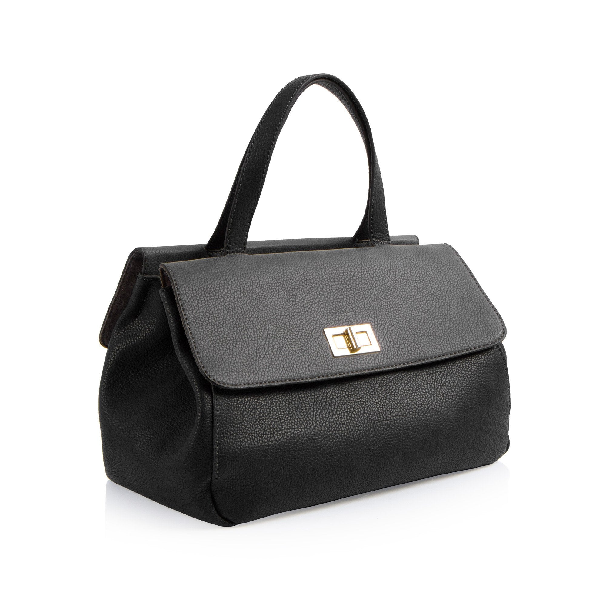 La Mode Dual-Flap Satchel - Black/Grey