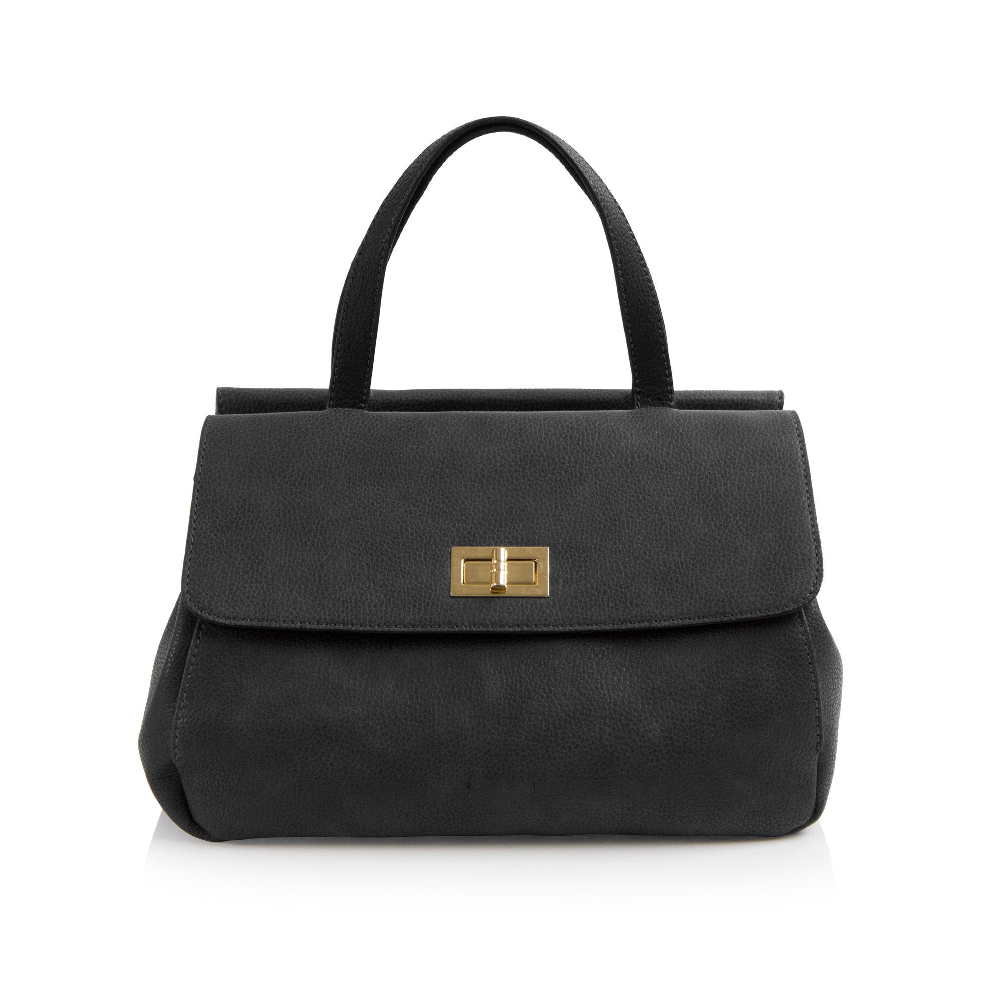 La Mode Dual-Flap Satchel - Black/Grey