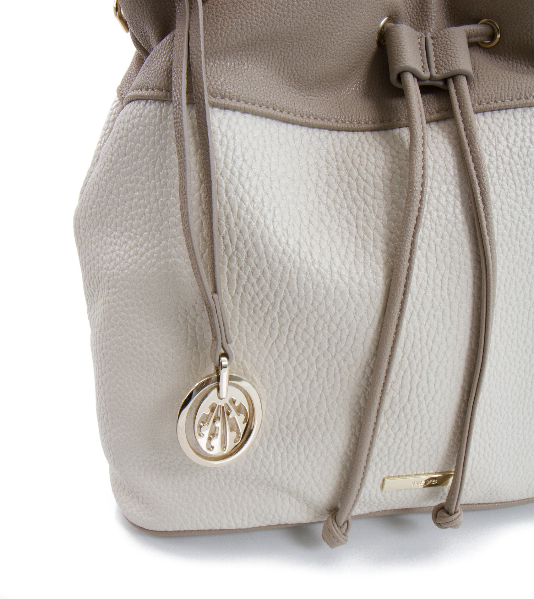 Spring Bliss Colour Block Drawstring with Charm - Bone/Taupe