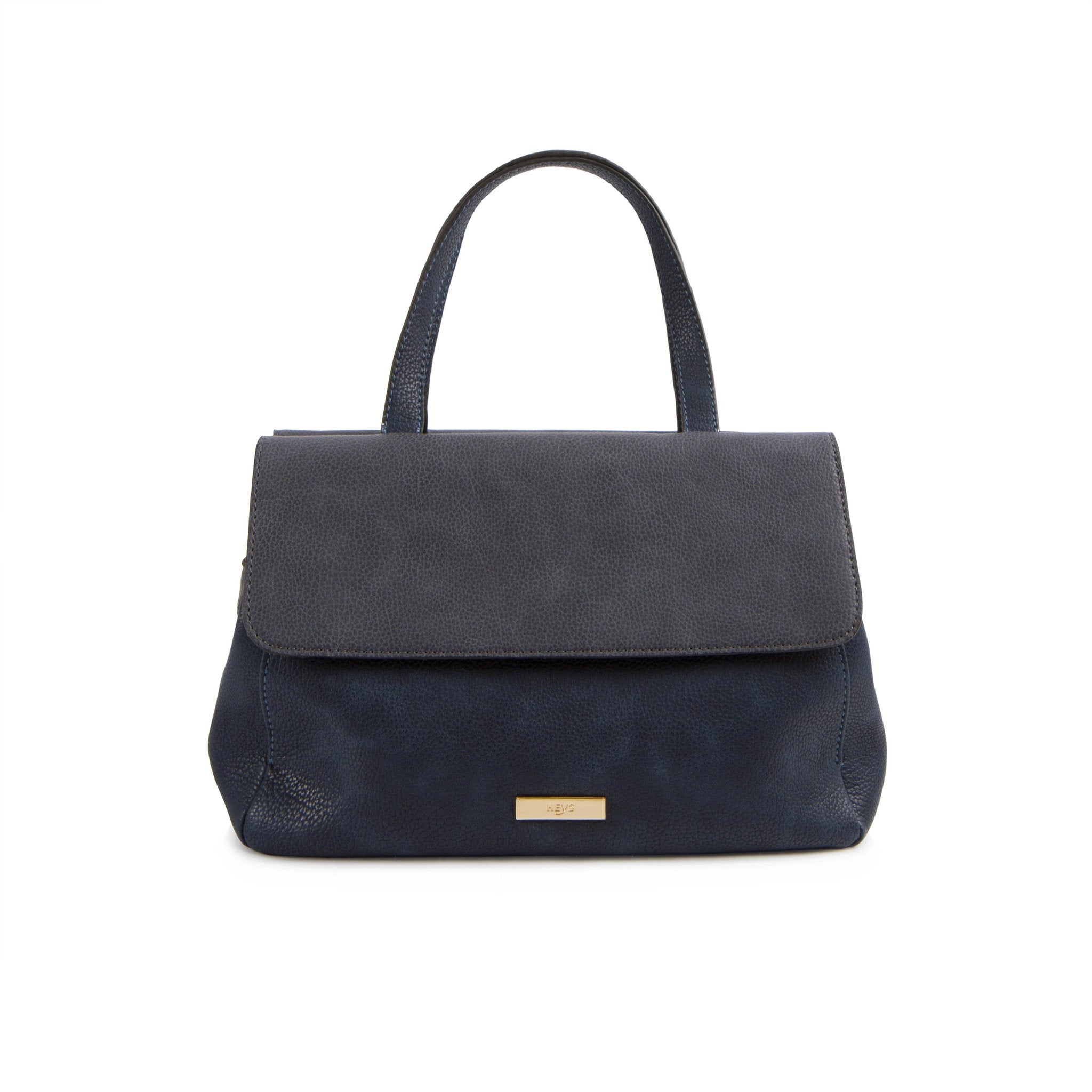 La Mode Dual-Flap Satchel - Navy/Grey