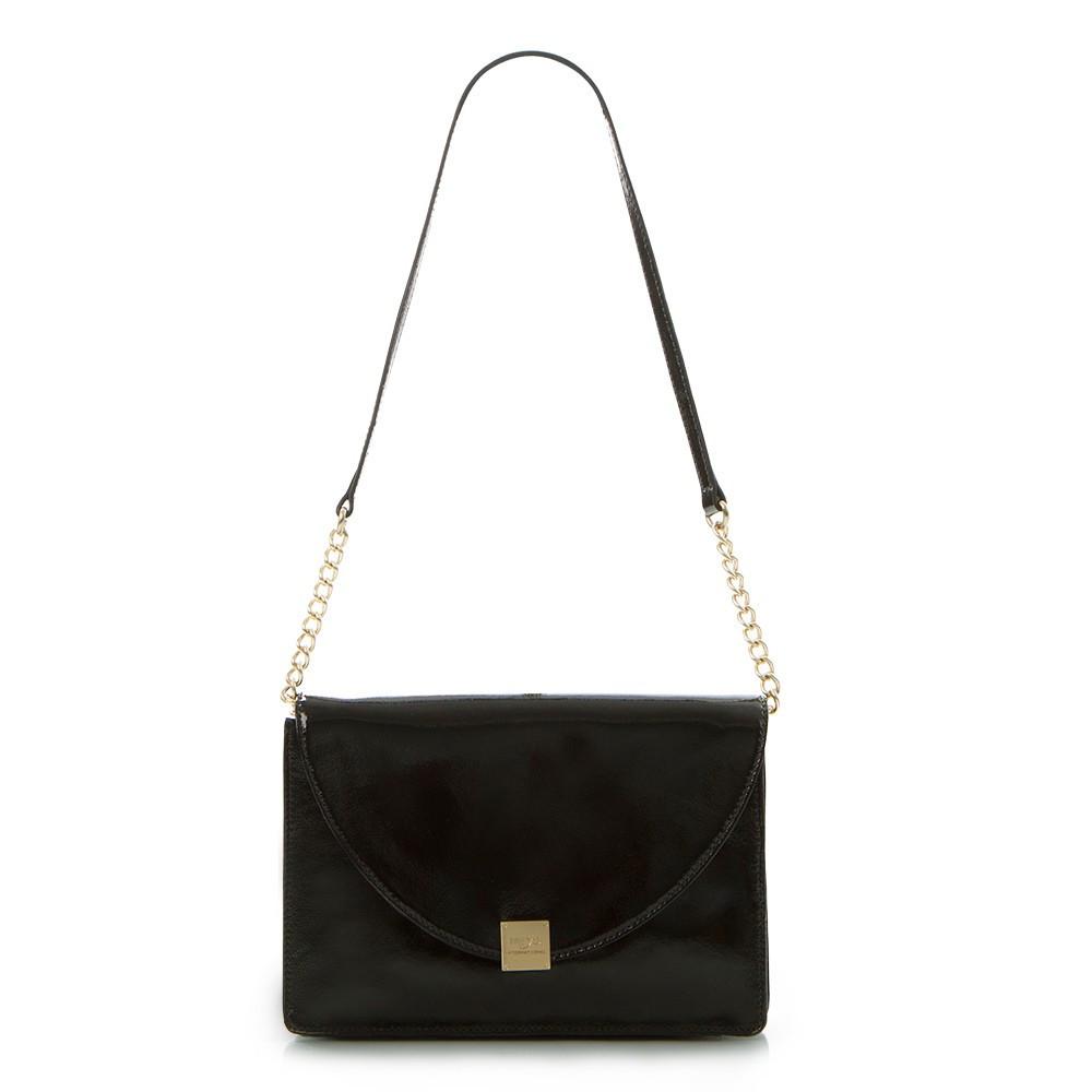 Jewels of Serendib Patent Envelope Shoulder Bag - Black Moonstone