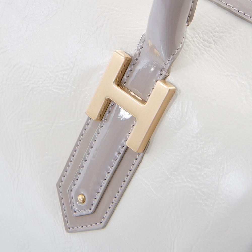 Soho Classic Two-Tone Large Satchel - Bone/Taupe