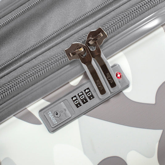 White Camo 26" Fashion Spinner Luggage Lock