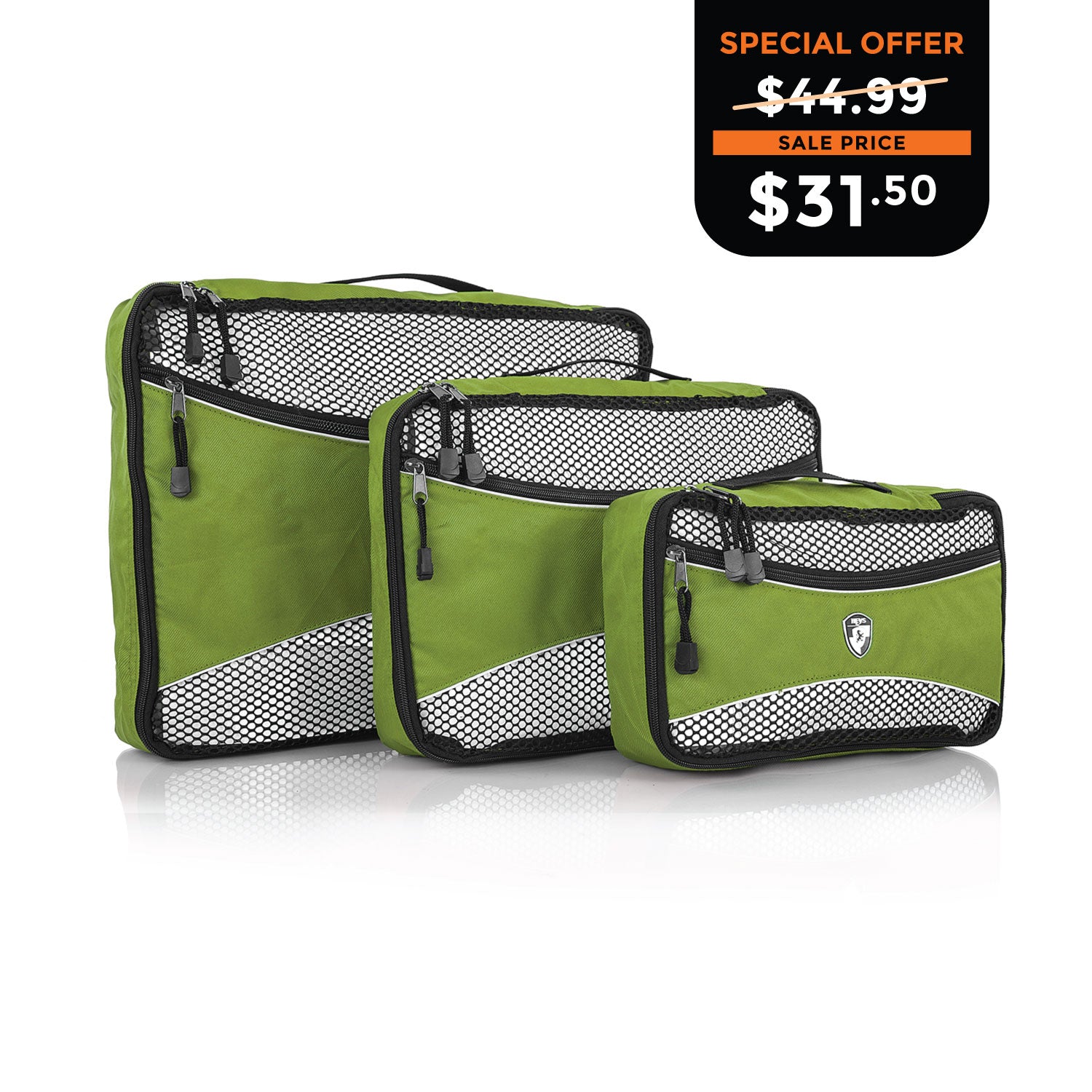Ecotex 3 Piece Packing Cube Set™ with Front Zippered Pocket
