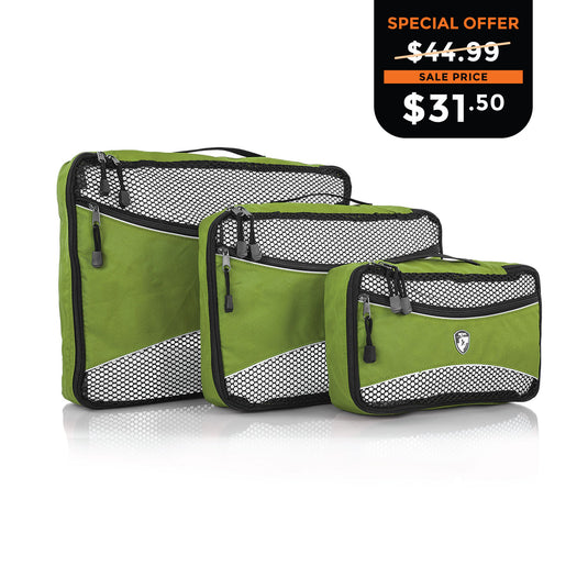 Ecotex 3 pc Packing Cube Set™ with Front Zippered Pocket