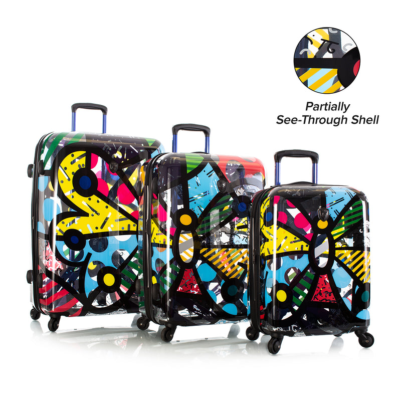 Britto - Butterfly Transparent 3 Piece Luggage Set | Luggage Sets