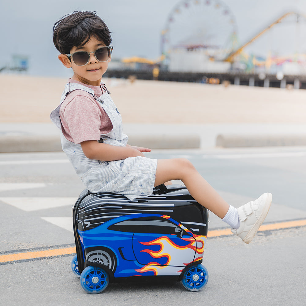 Race Car Ride on Luggage Light up Wheels Kids Luggage Kids Carry on Luggage