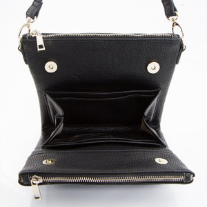 Sac bandoulière double zip Spring Bliss - Noir
