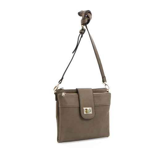 Spring Bliss Double Zip Crossbody - Taupe