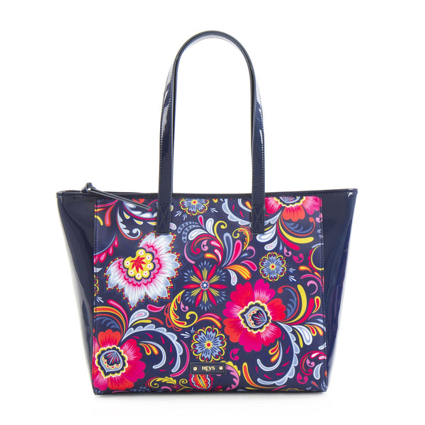 Bliss E/W Printed Tote with Bonus Pouch - Navy