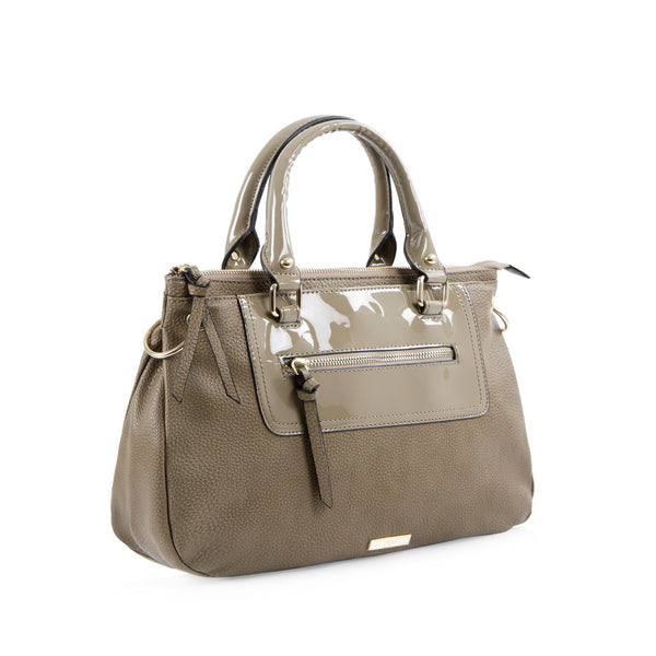 Bliss Satchel with Front Zip - Taupe
