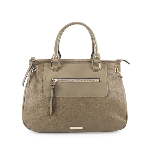 Bliss Satchel with Front Zip - Taupe