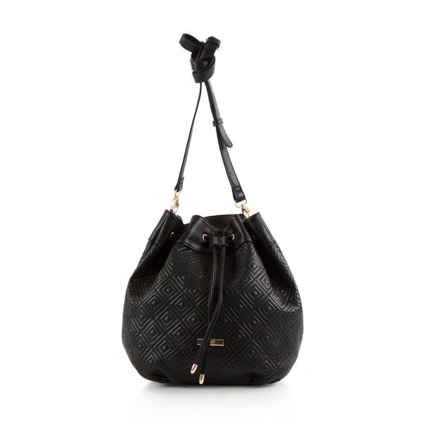 La Mode Square Quilted Drawstring - Black