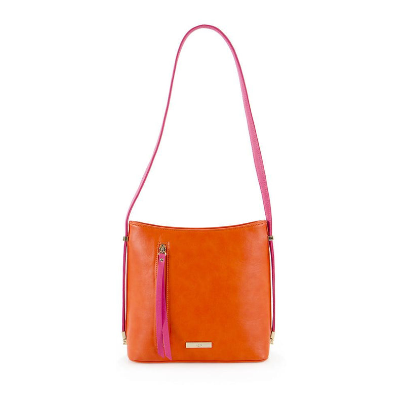 True Blue Colour Block Shoulder Bag - Orange/Fuchsia