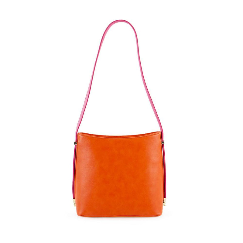 True Blue Colour Block Shoulder Bag - Orange/Fuchsia