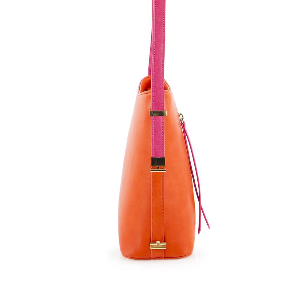 True Blue Colour Block Shoulder Bag - Orange/Fuchsia