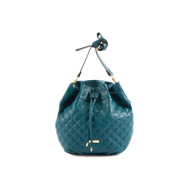 La Mode Square Quilted Drawstring - Teal