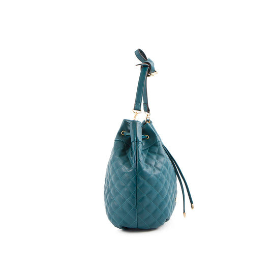 La Mode Square Quilted Drawstring - Teal