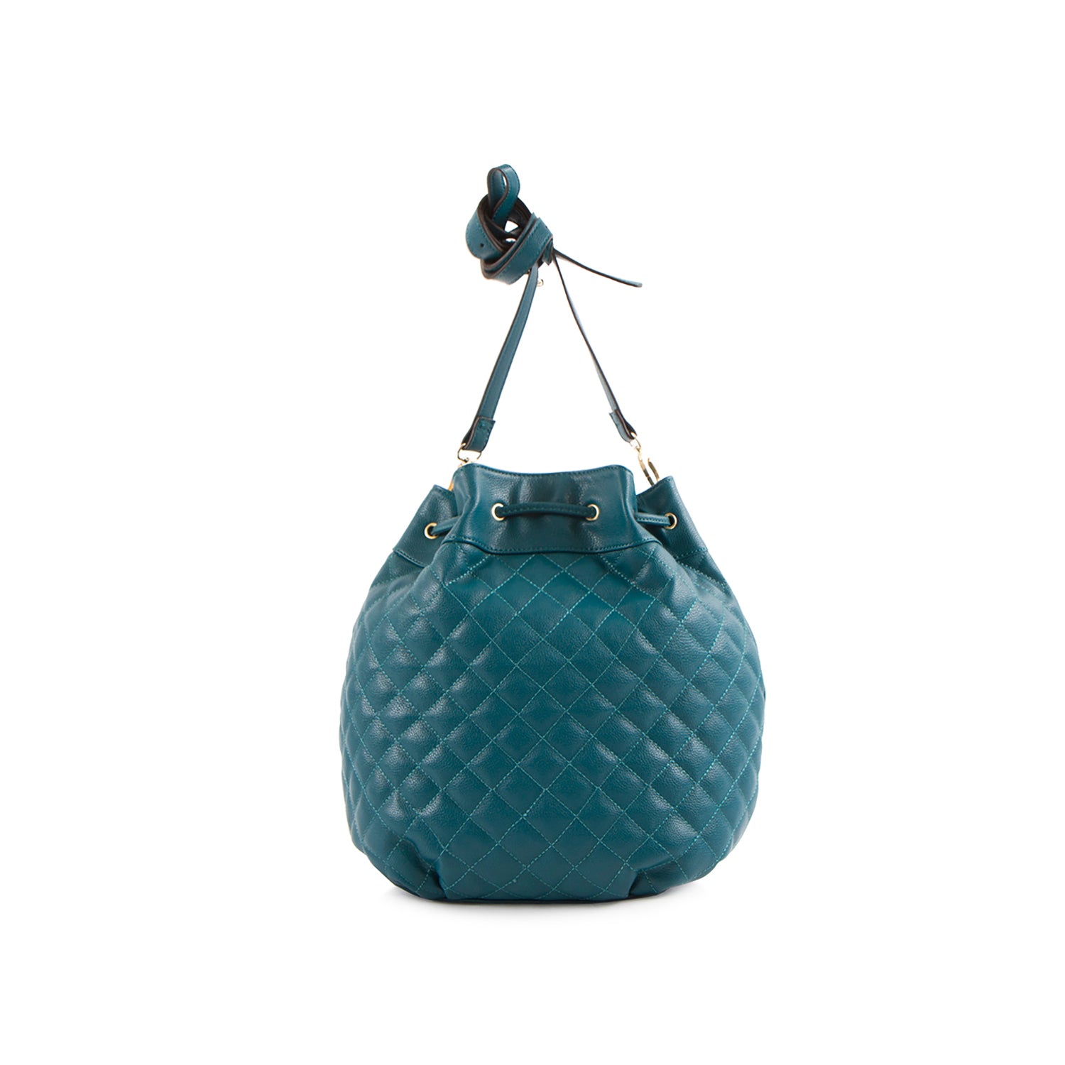 La Mode Square Quilted Drawstring - Teal