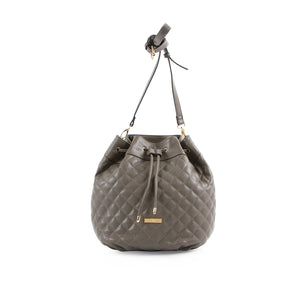 La Mode Sac matelassé à cordon de serrage carré - Gris
