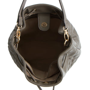La Mode Sac matelassé à cordon de serrage carré - Gris