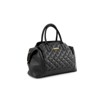 La Mode Quilted Dome Satchel - Black
