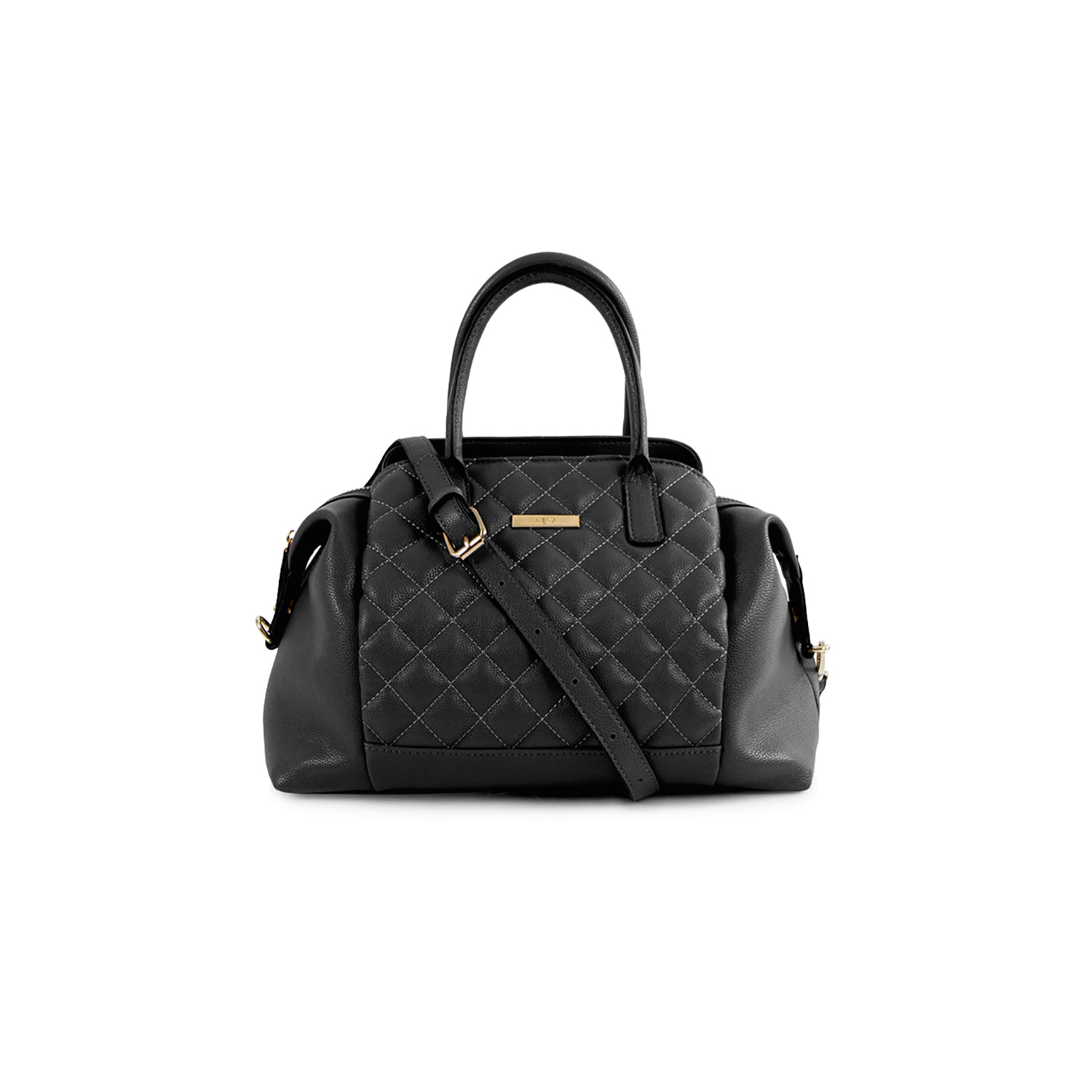 La Mode Quilted Dome Satchel - Black