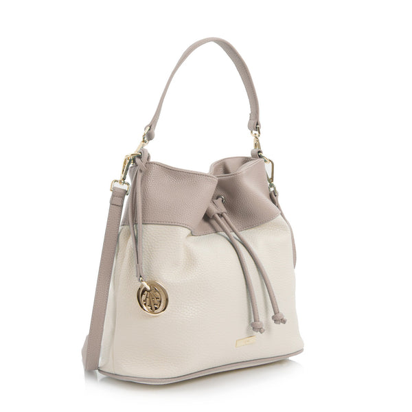 Spring Bliss Colour Block Drawstring with Charm - Bone/Taupe