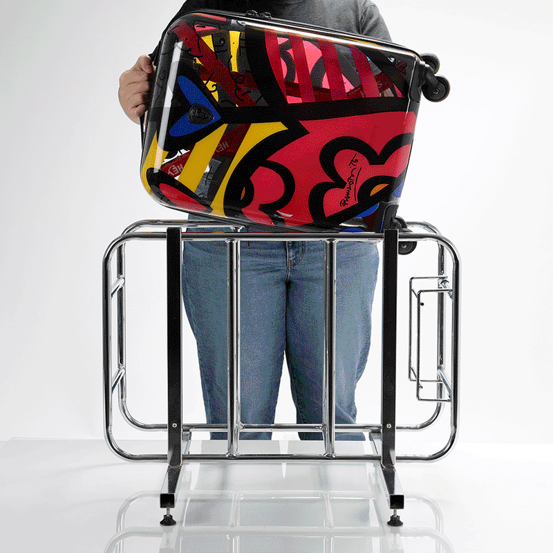 Britto - A New Day Transparent 3 Piece Luggage Set being stored | 3 Piece Luggage Sets
