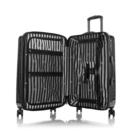 Black Leopard Fashion 3 Piece Luggage Set Open