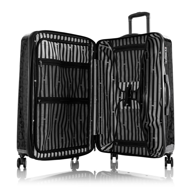 Black Leopard Fashion 30" Luggage Open