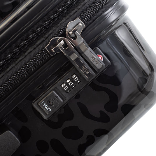 Black Leopard Fashion 3 Piece Luggage Set Zipper Lock