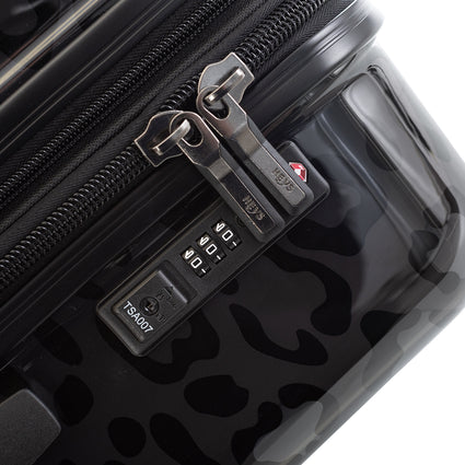 Black Leopard 21" Spinner® Carry-On Luggage tsa | Fashion Luggage