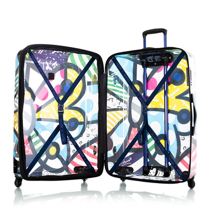 Britto - Butterfly Transparent 30" Luggage open | Lightweight Luggage