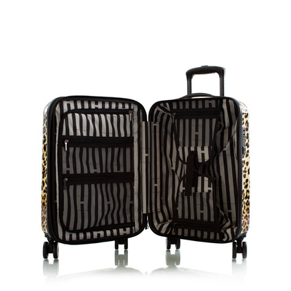 Brown Leopard Fashion Spinner 21" Carry-On Luggage Open