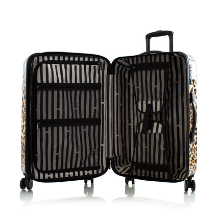 Black Leopard Fashion 3 Piece Luggage Set Open
