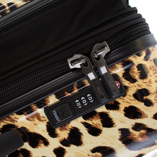 Black Leopard Fashion 3 Piece Luggage Set Zipper Lock