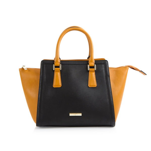 La Mode Winged Satchel - Cognac/Black