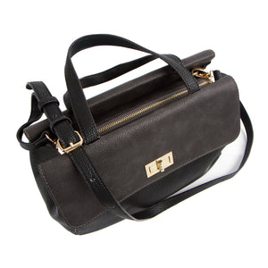 Sac à main à double rabat La Mode – Noir/Gris
