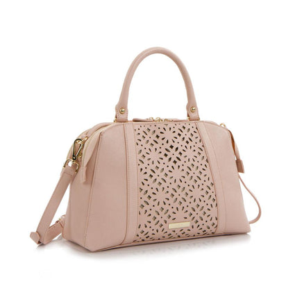 Spring Bliss Laser Cut Doctor’s Satchel w. Double Zip Compartments - Blush