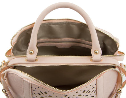 Spring Bliss Laser Cut Doctor’s Satchel w. Double Zip Compartments - Blush